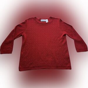 Alfred Dunner Red Crew Neck Sweater With Gold Shimmer